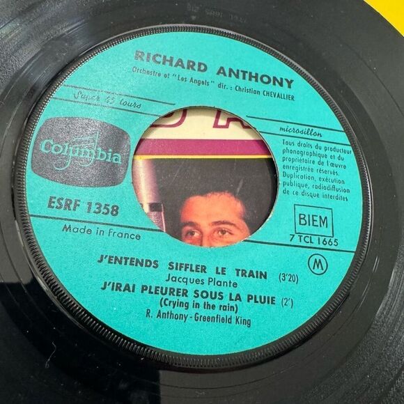 Richard Anthony Vinyl 45 RPM EP J'irai Twister Le Blues - Columbia 1358 M Rèduit - Picture 8 of 9